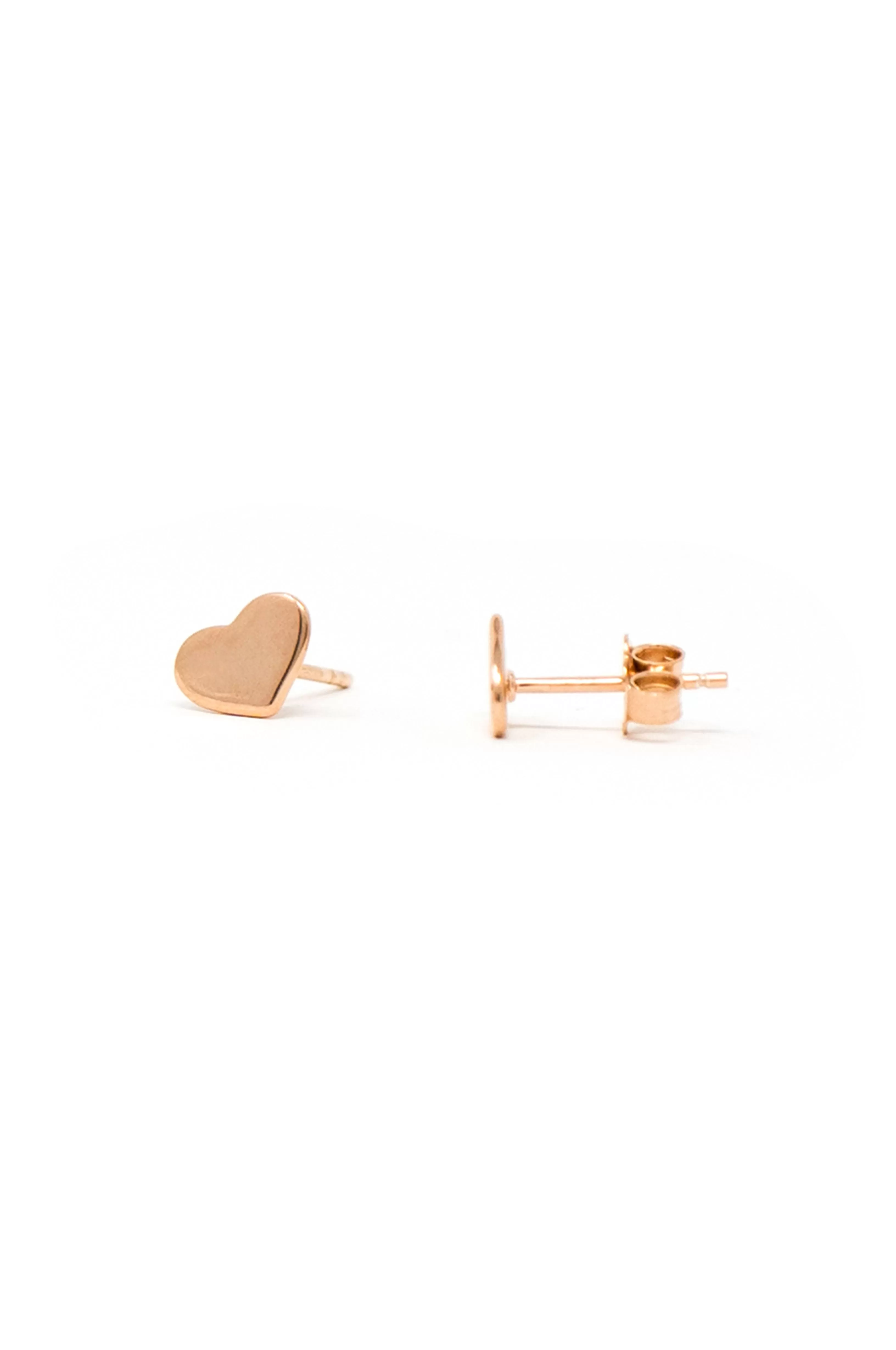 Classic Heart Rose Gold Plated Sterling Silver Stud Earrings