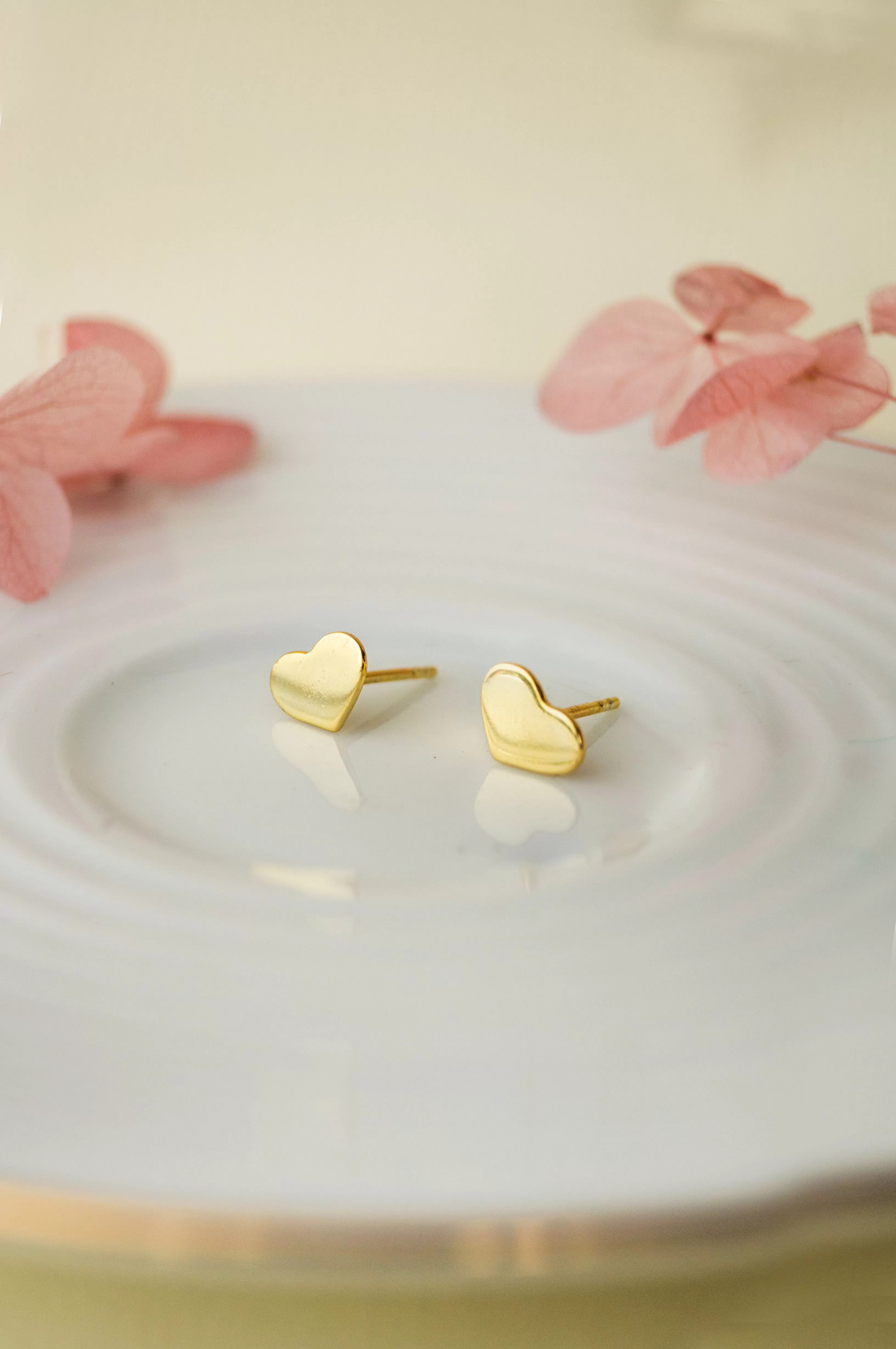 Classic Heart Rose Gold Plated Sterling Silver Stud Earrings