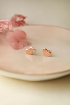 Classic Heart Rose Gold Plated Sterling Silver Stud Earrings