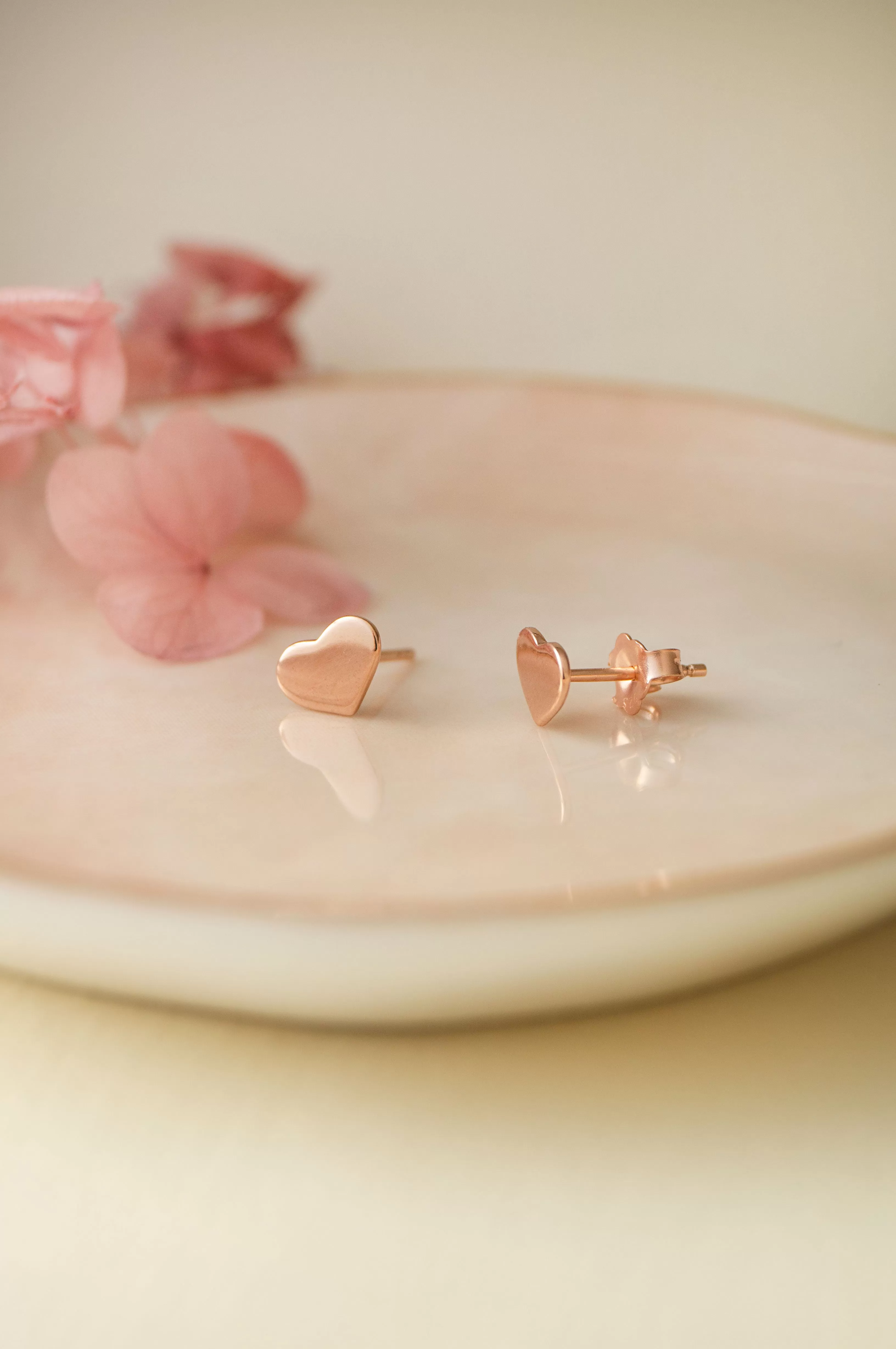 Classic Heart Rose Gold Plated Sterling Silver Stud Earrings