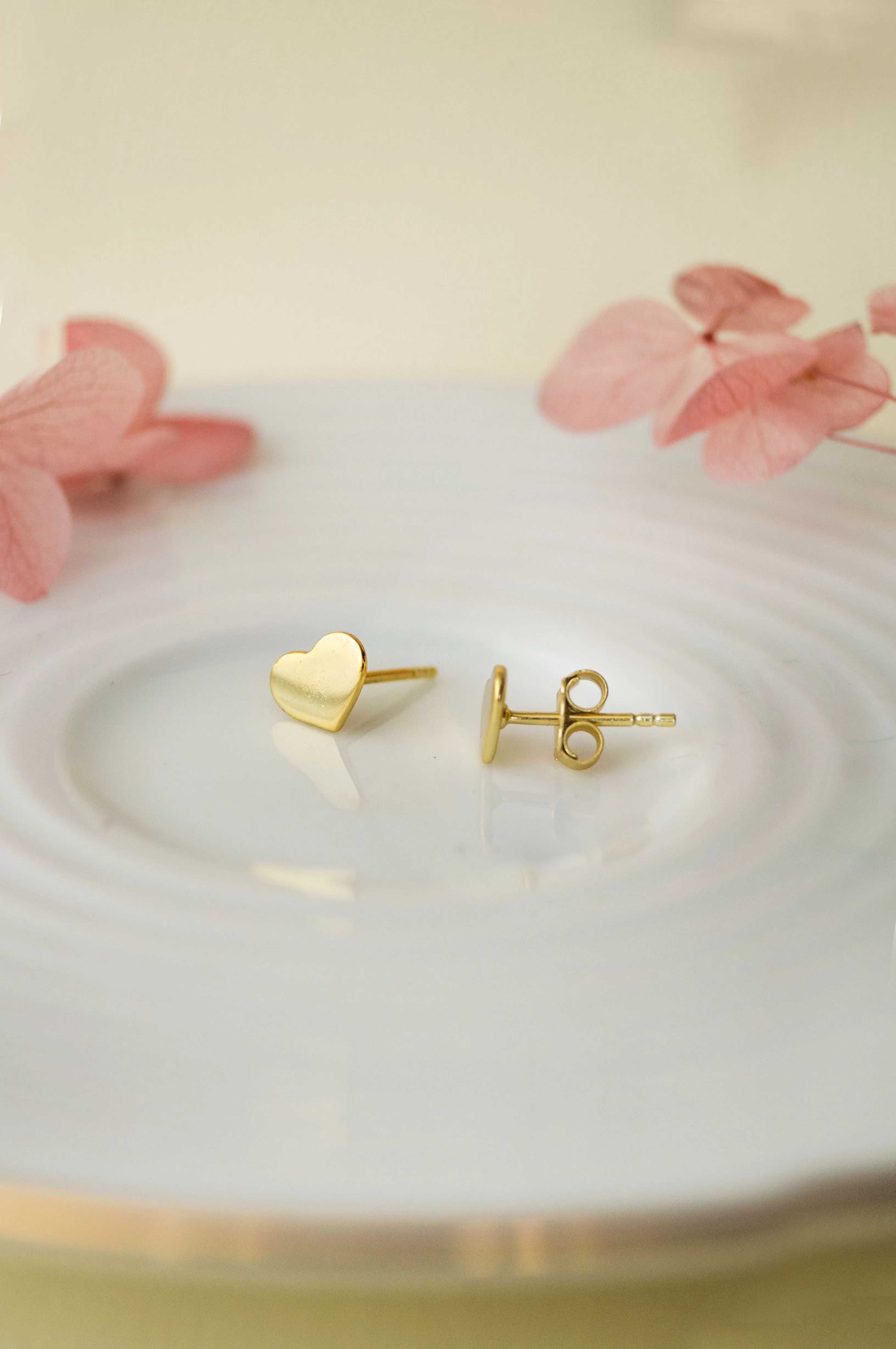 Classic Heart Rose Gold Plated Sterling Silver Stud Earrings