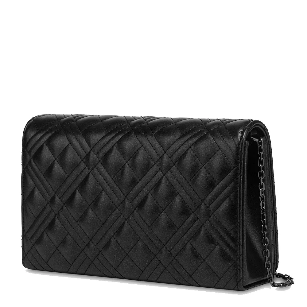 Clutch Donna con Tracolla LOVE MOSCHINO linea Smart Daily Quilted Nero con Logo Canna di Fucile