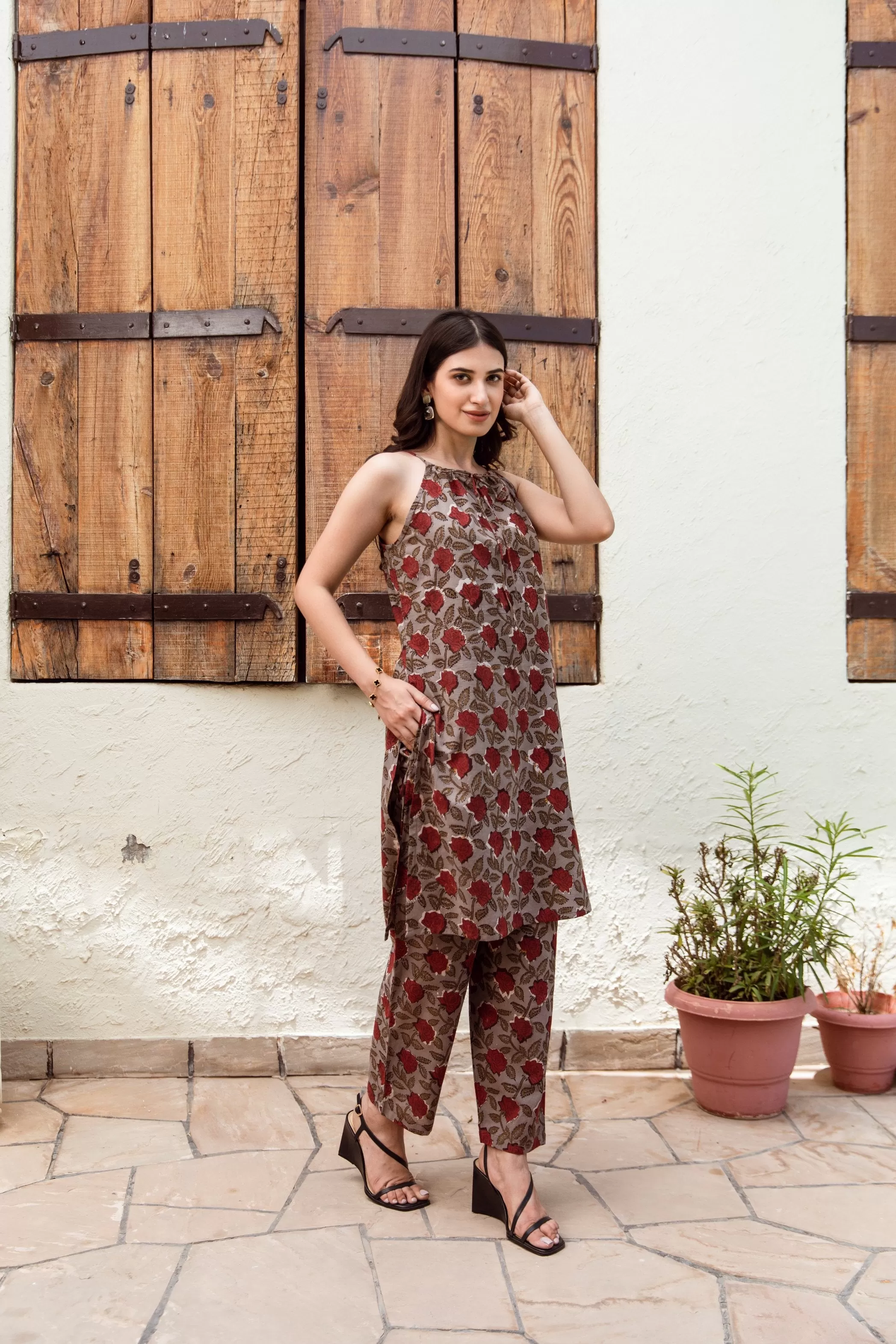 cocoa kurta-style co-ord set