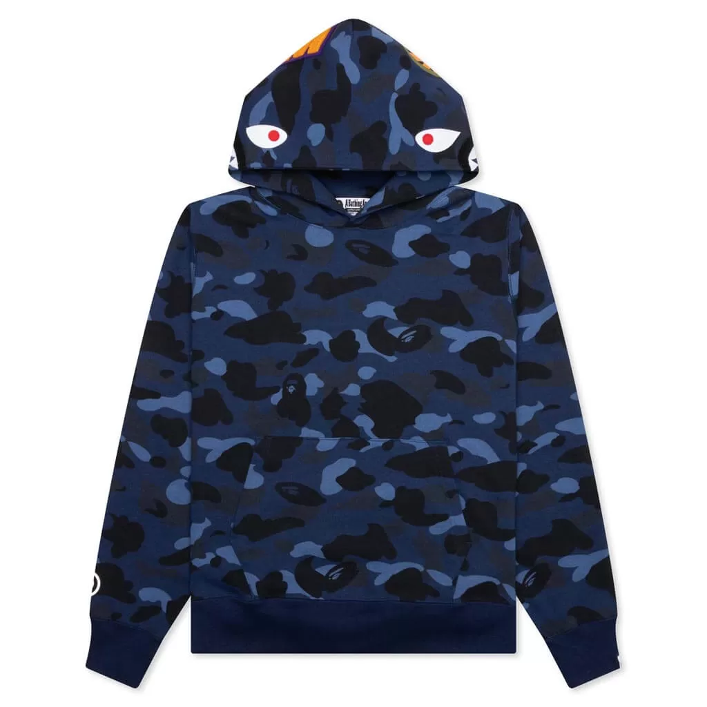 Color Camo Shark Pullover Hoodie - Navy