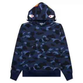 Color Camo Shark Pullover Hoodie - Navy