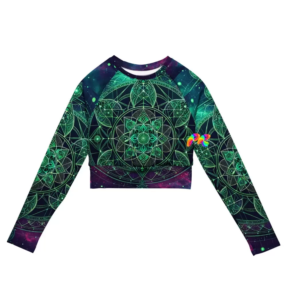 Cosmic Emerald Long Sleeve Athletic Crop Top