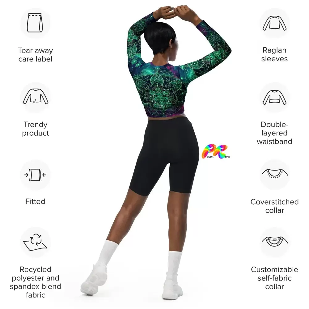 Cosmic Emerald Long Sleeve Athletic Crop Top