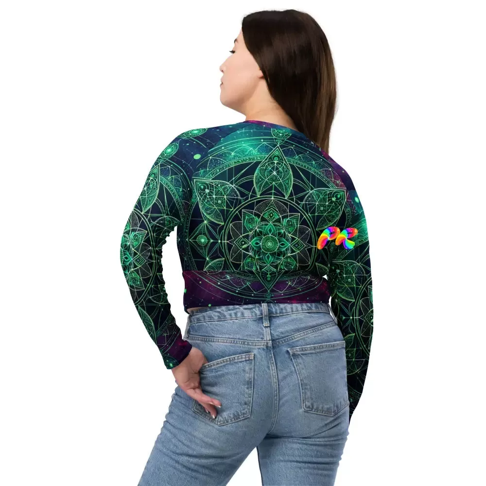 Cosmic Emerald Long Sleeve Athletic Crop Top