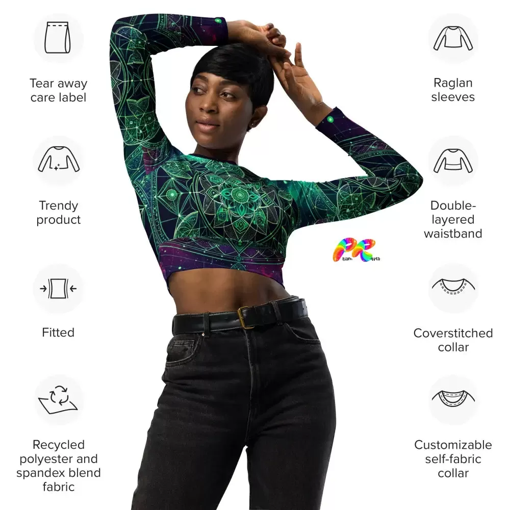 Cosmic Emerald Long Sleeve Athletic Crop Top