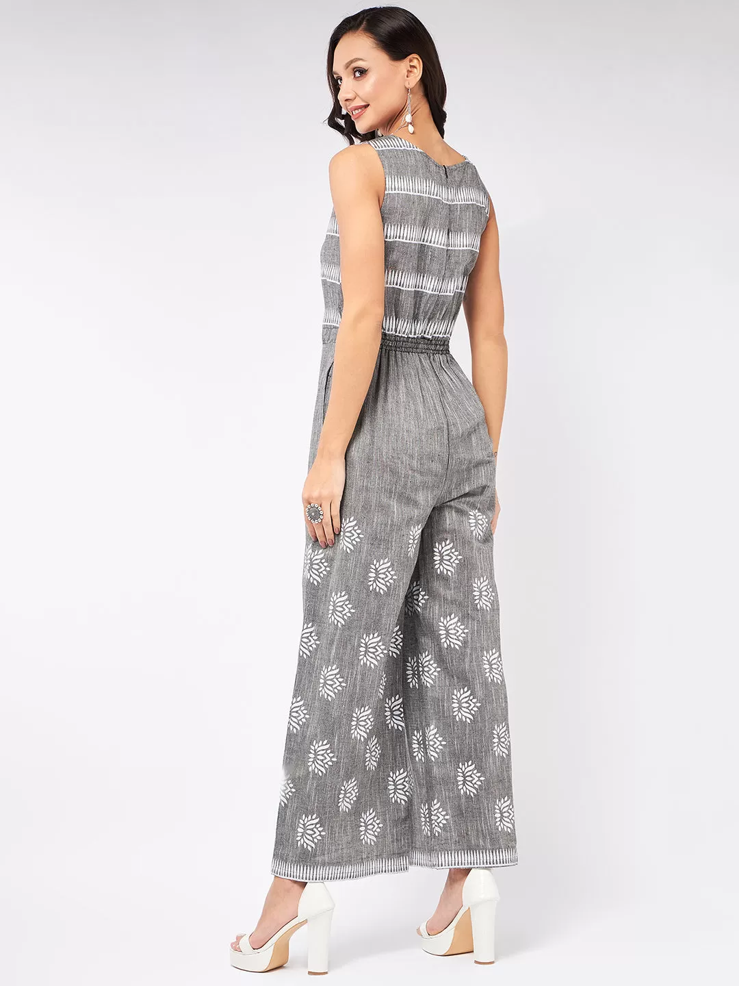 Cotton Printed Sleeveless Jumpsuit