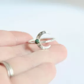 Crescent Moon Stacking Ring with Natural Stone