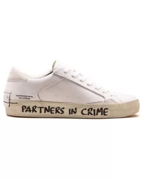 Crime London Low Top Distressed Bianco Nero