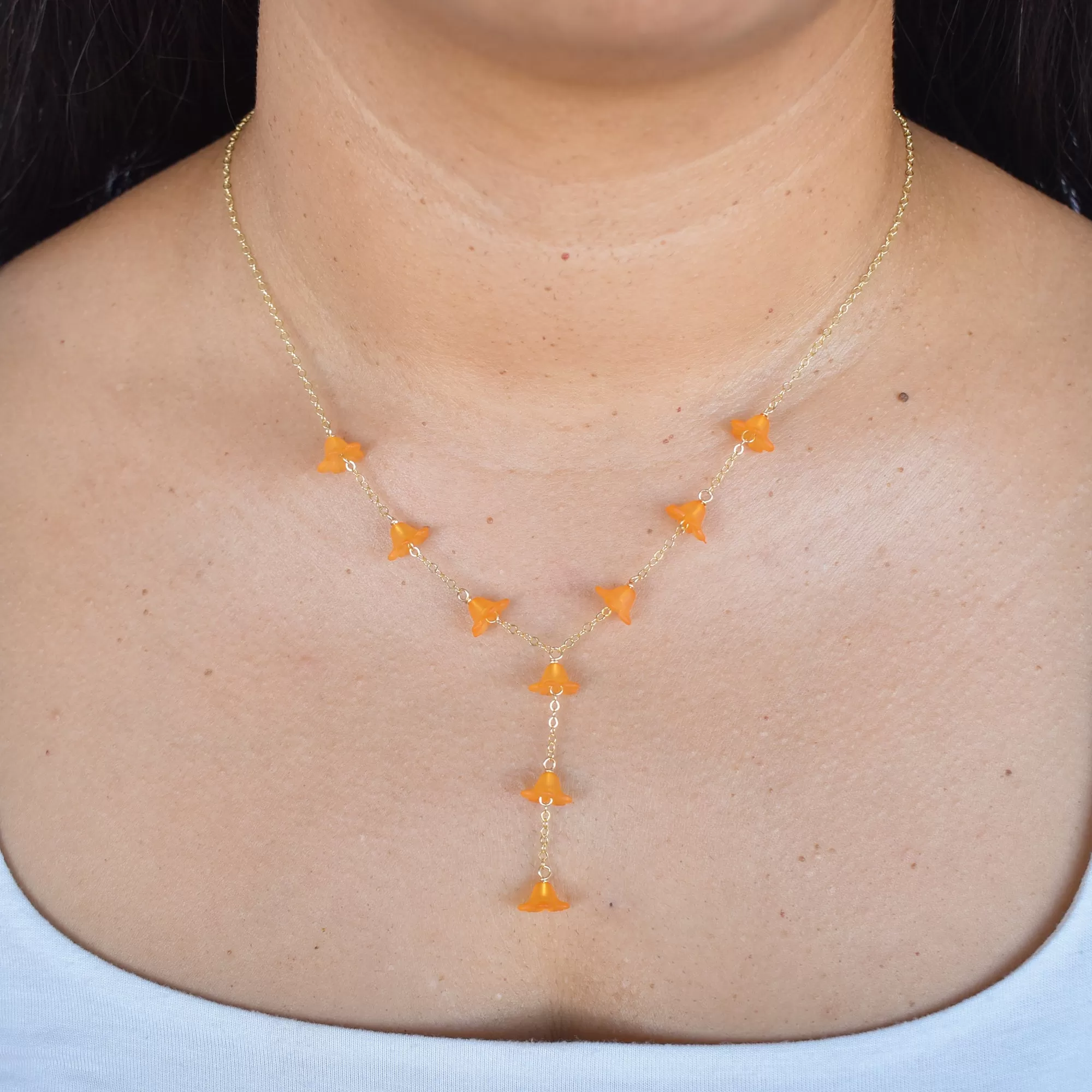 Dangling Puakenikeni Y Shape Lariat Necklace