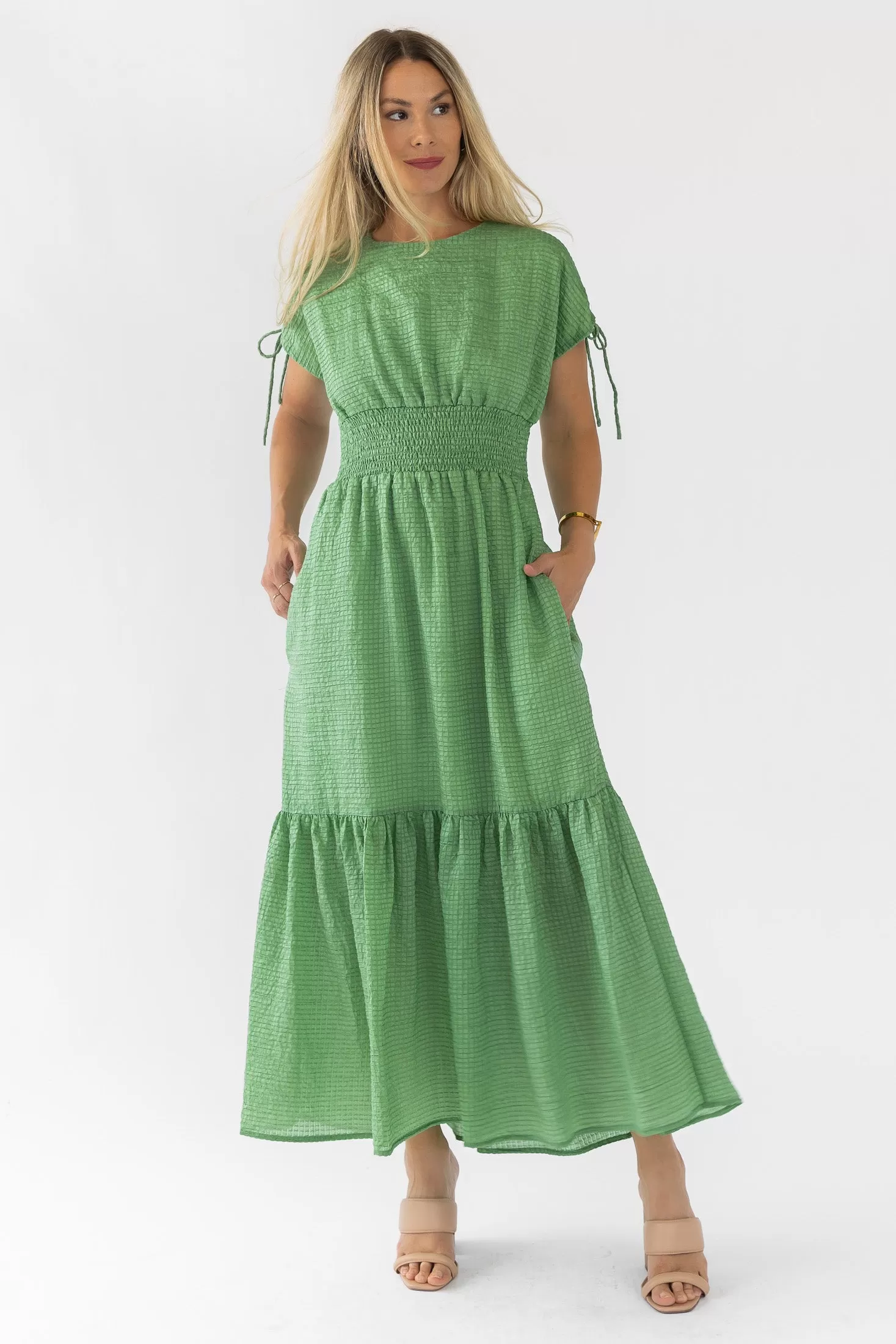 Delia Green Textured Maxi Dress