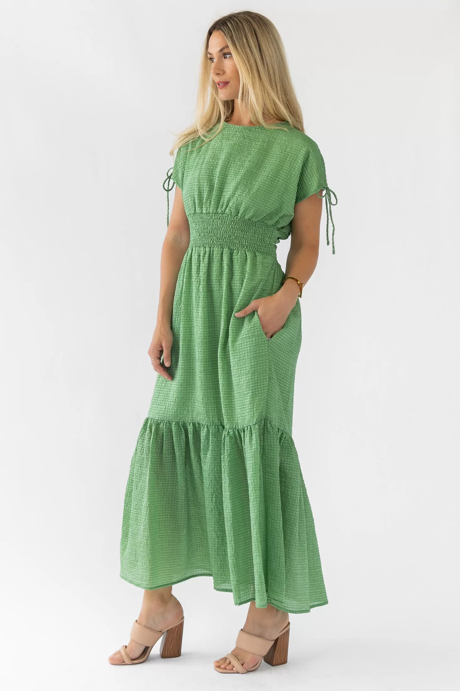 Delia Green Textured Maxi Dress