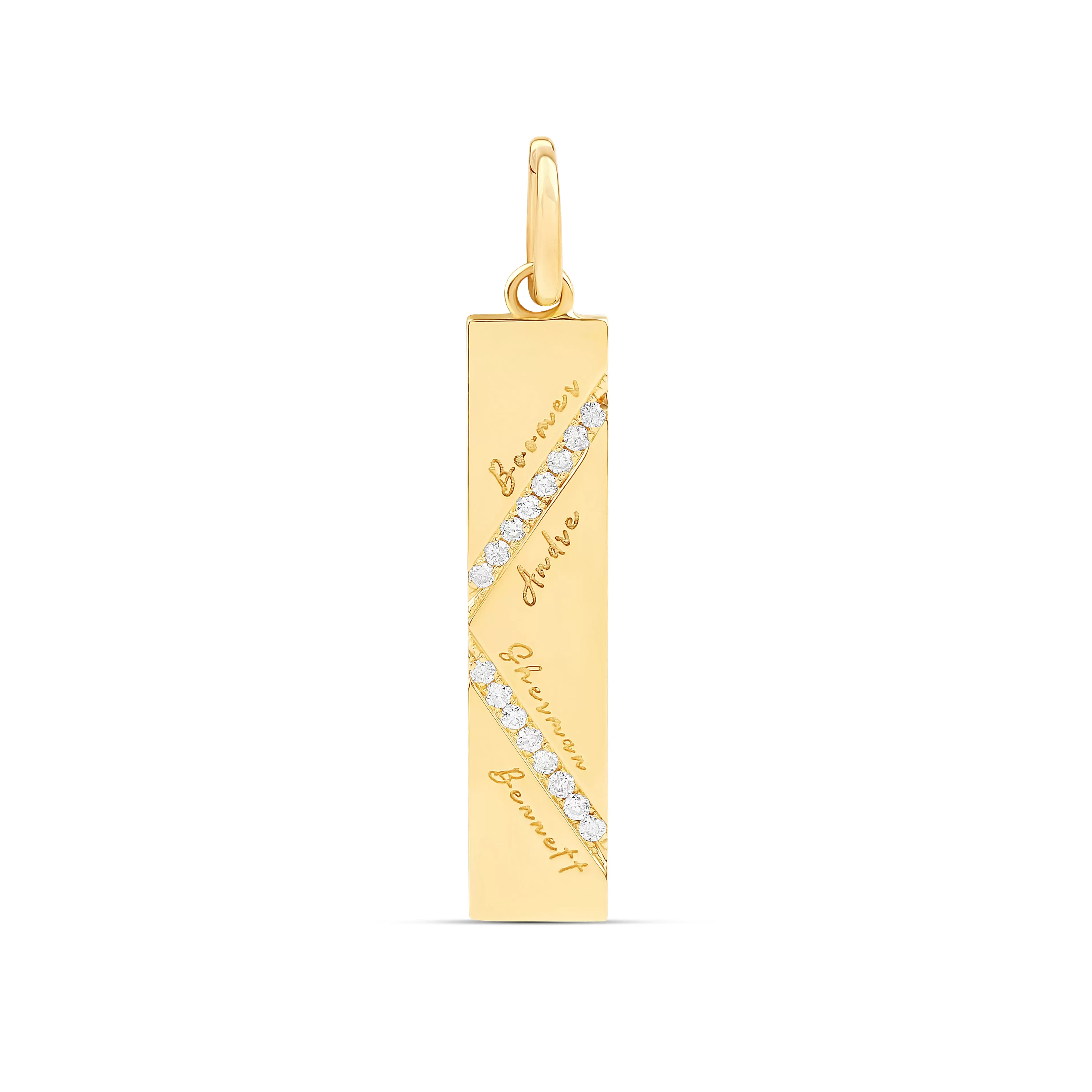 Diagonal Diamond Stripes Custom Nameplate Charm