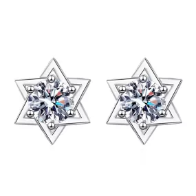 Diamond Pentagram Moissanite Earrings