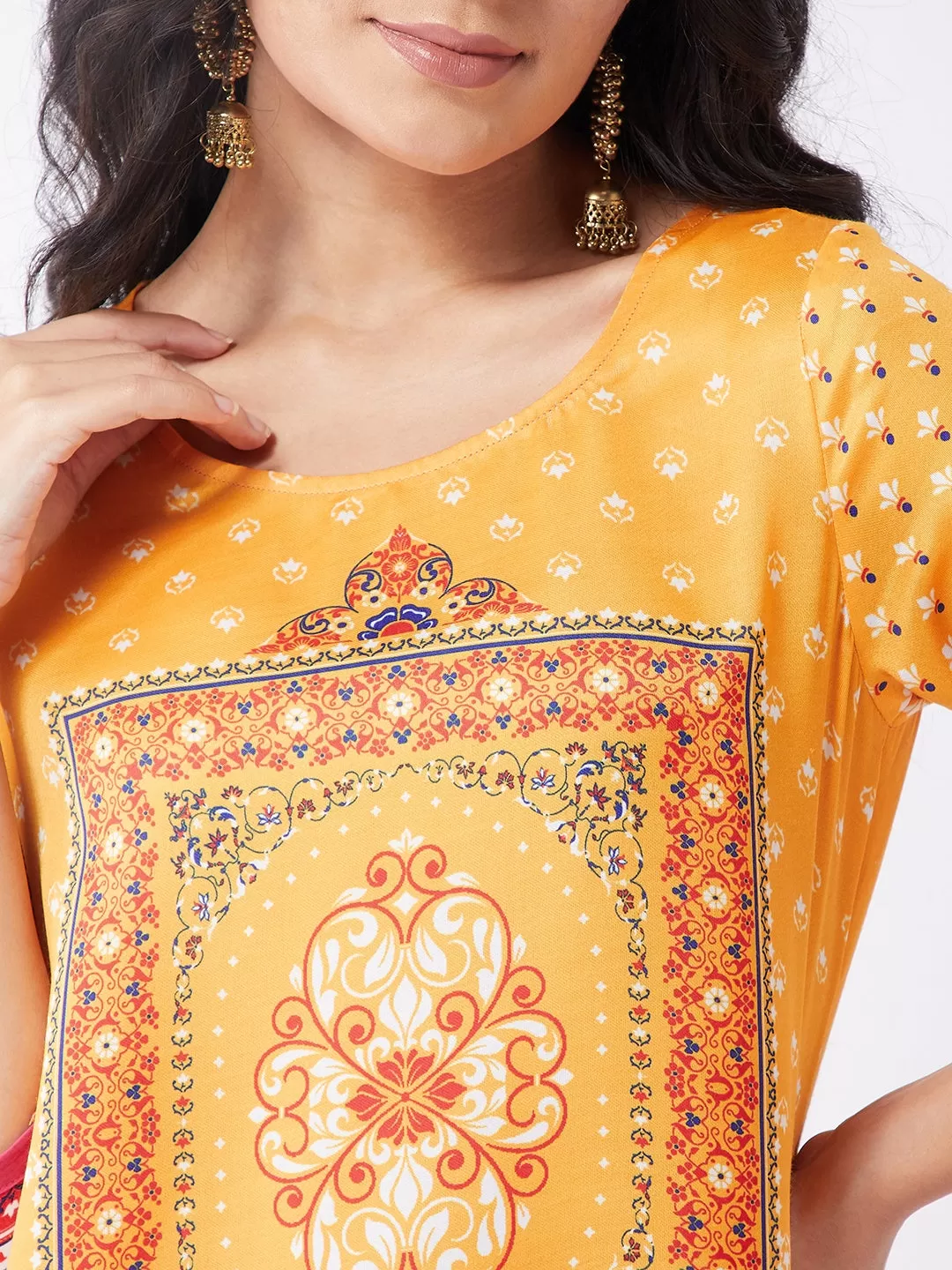 Digital Print Front Square Kasturi Kurta