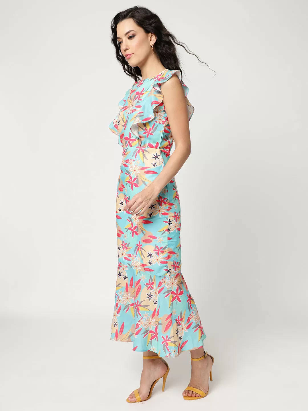 Digital Printed Fish-Cut Dress