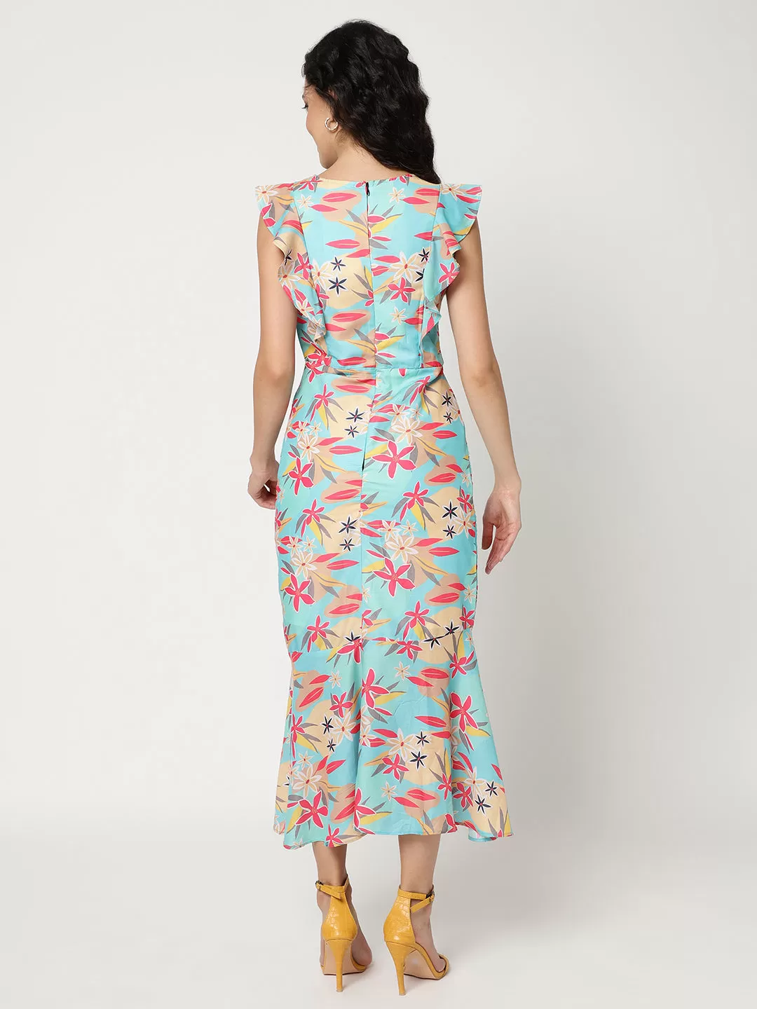 Digital Printed Fish-Cut Dress