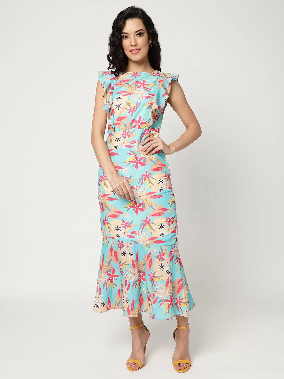 Digital Printed Fish-Cut Dress