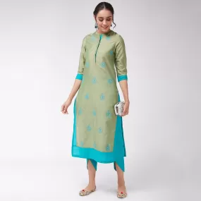 Embroidered Side Dual Patch Semi-Festive Kurta