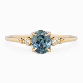 Estel Ring 6x5mm 0.85ct Light Blue Oval Montana Sapphire, 14K Yellow Gold