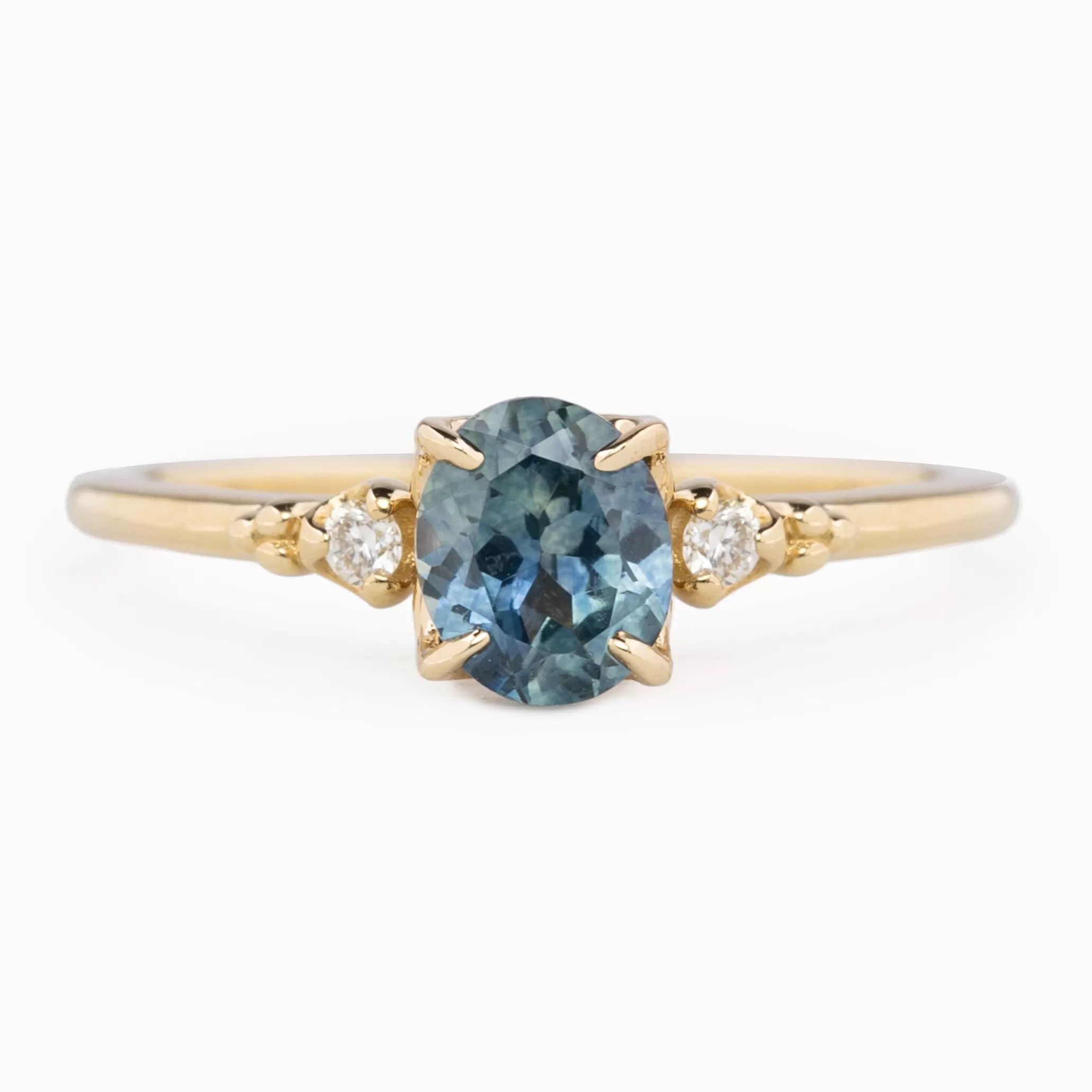 Estel Ring 6x5mm 0.85ct Light Blue Oval Montana Sapphire, 14K Yellow Gold