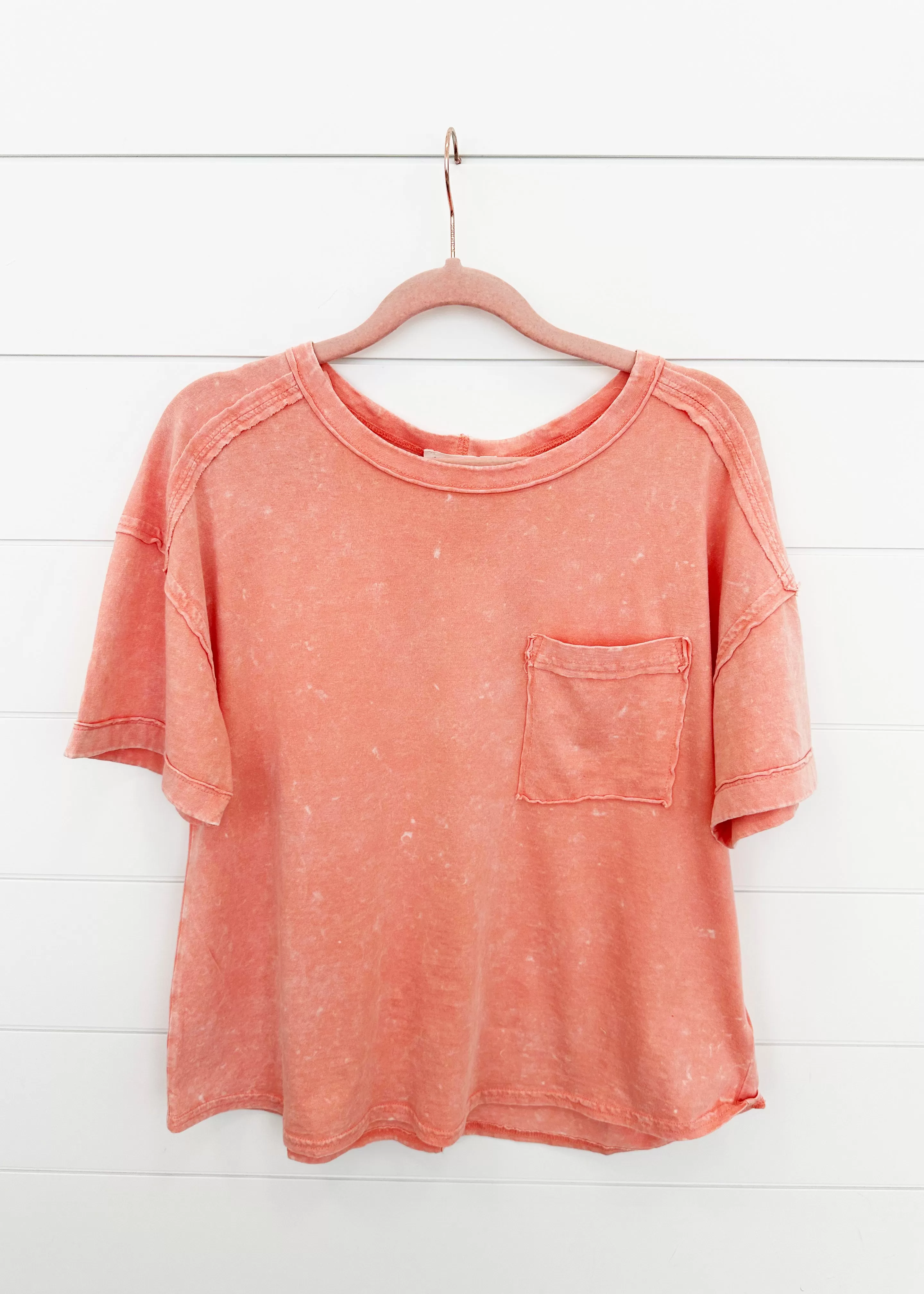 FINAL SALE - My Fave Mineral Wash Pocket Tees - 5 Colors!