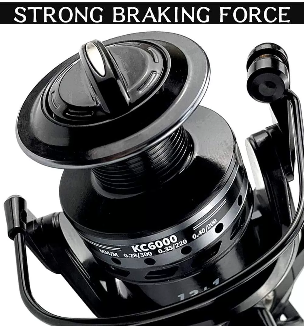 Fishing Reel Double Brake 5.2:1 High Speed Metal Spool Spinning Saltwater Carp Reel Fishing 3000-6000