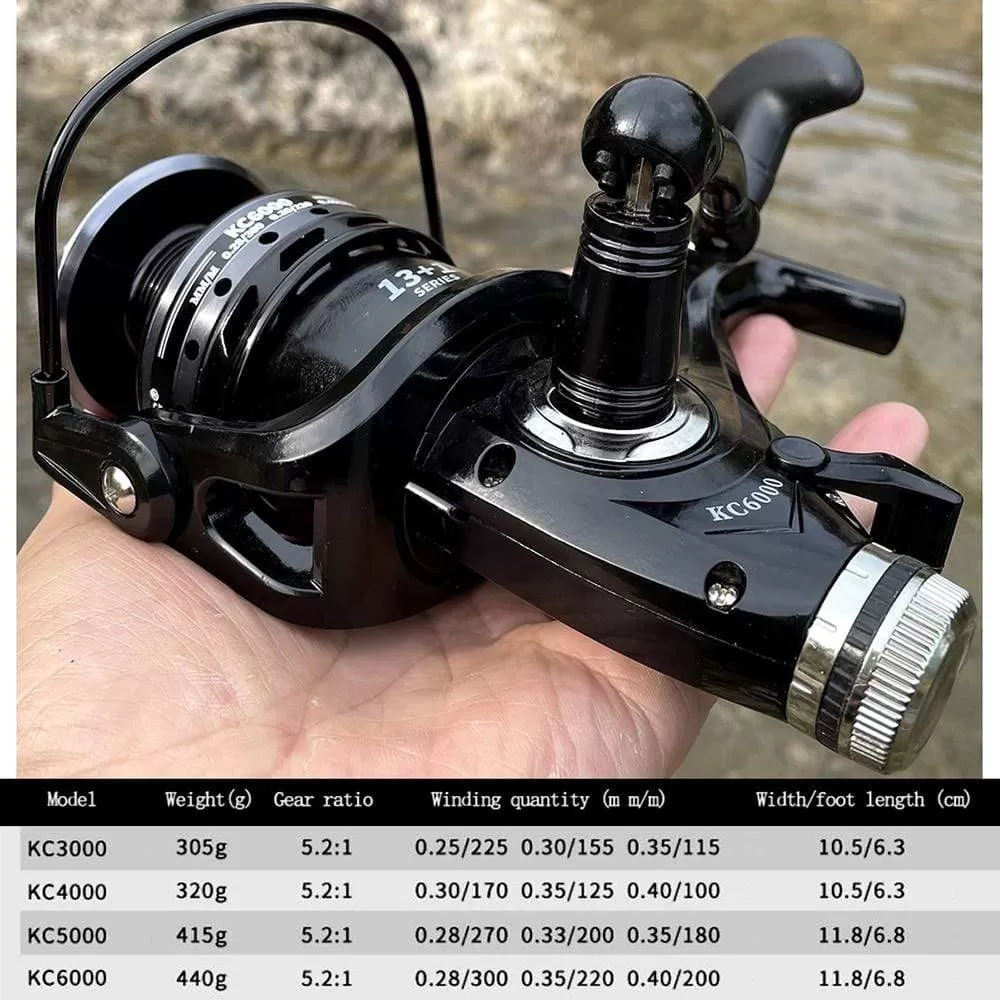 Fishing Reel Double Brake 5.2:1 High Speed Metal Spool Spinning Saltwater Carp Reel Fishing 3000-6000