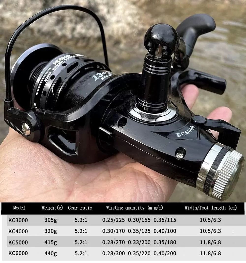 Fishing Reel Double Brake 5.2:1 High Speed Metal Spool Spinning Saltwater Carp Reel Fishing 3000-6000