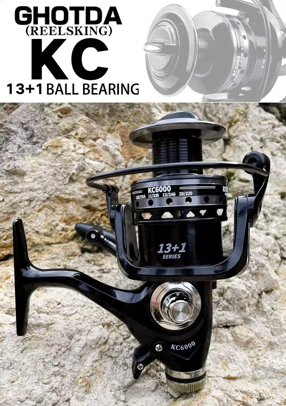 Fishing Reel Double Brake 5.2:1 High Speed Metal Spool Spinning Saltwater Carp Reel Fishing 3000-6000