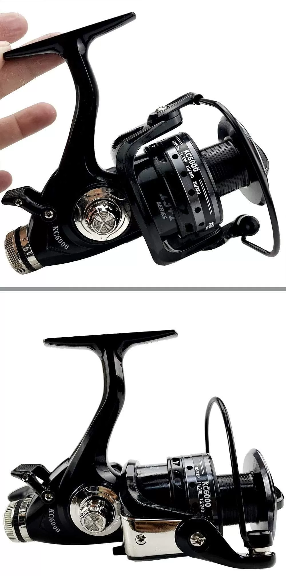 Fishing Reel Double Brake 5.2:1 High Speed Metal Spool Spinning Saltwater Carp Reel Fishing 3000-6000