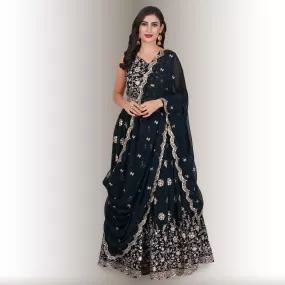 Floral Embroidered Lehenga in Georgette