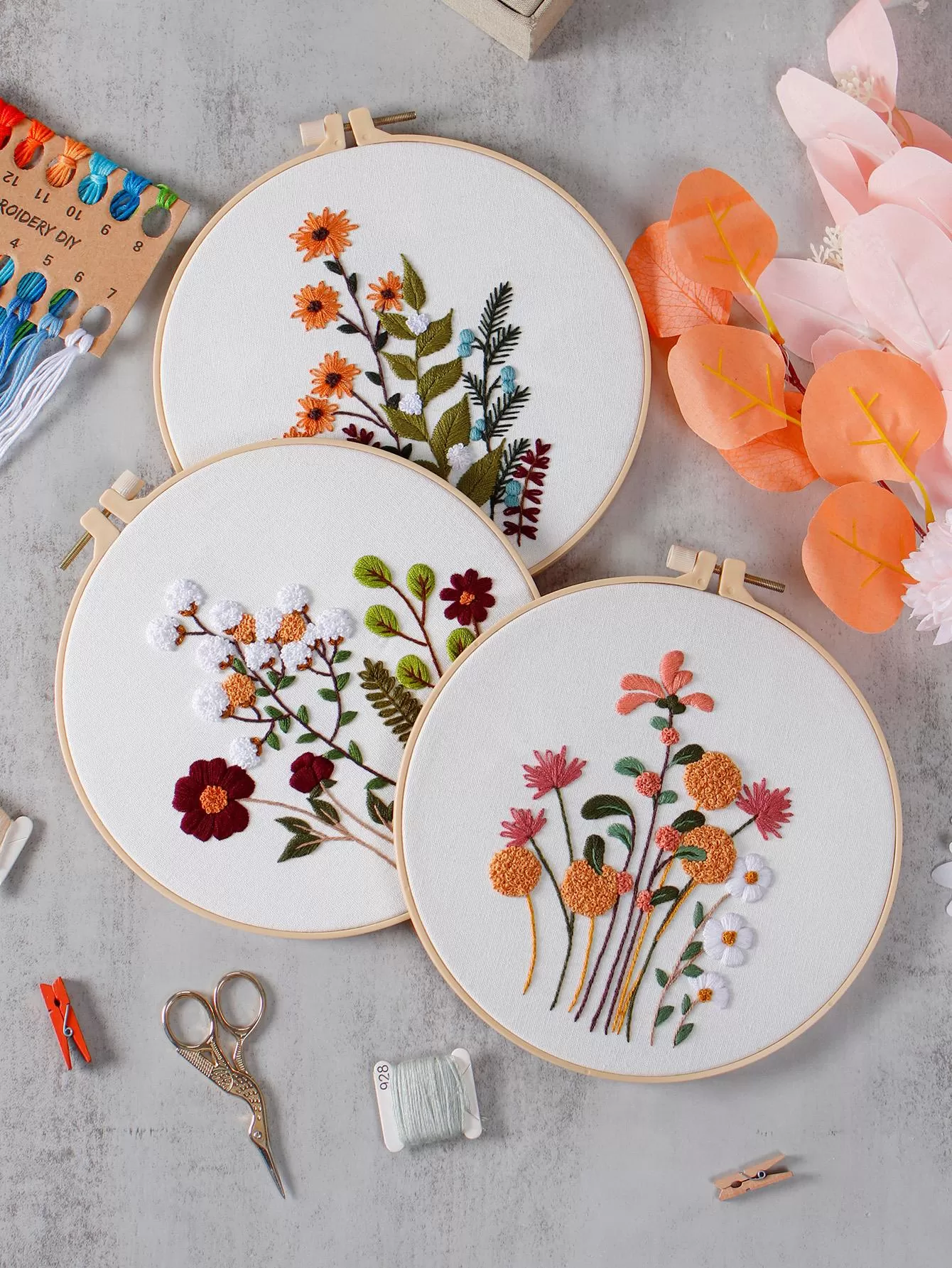 Floral Love Hand Embroidery 4 piece Set