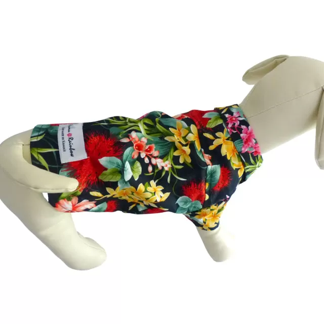 Floral Print Dog's Shirts | Ohia Hawaiian Flower | Black