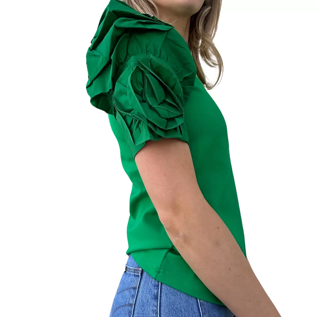 Flower Ruffle  Short Sleeve Top - 2 Colors