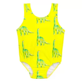 Fluro Dinosaurs Girls Sleeveless Swimsuit