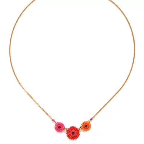 Franck Herval - RUBY 3 gerbera flower short necklace