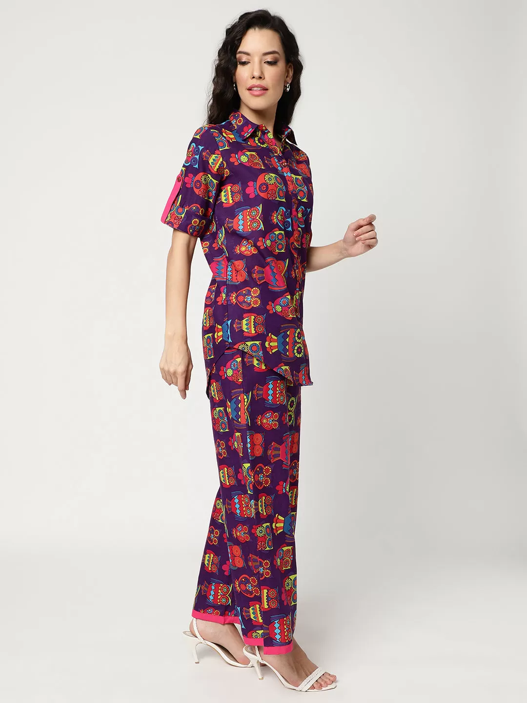 Fusion Owl Printed Lounge Pant Set