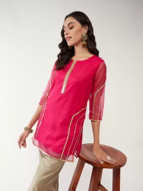 Fusion Short Kurta With Lace Detailing