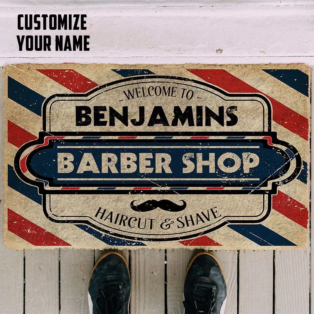 Gearhuman 3D Barber Shop Custom Name Doormat