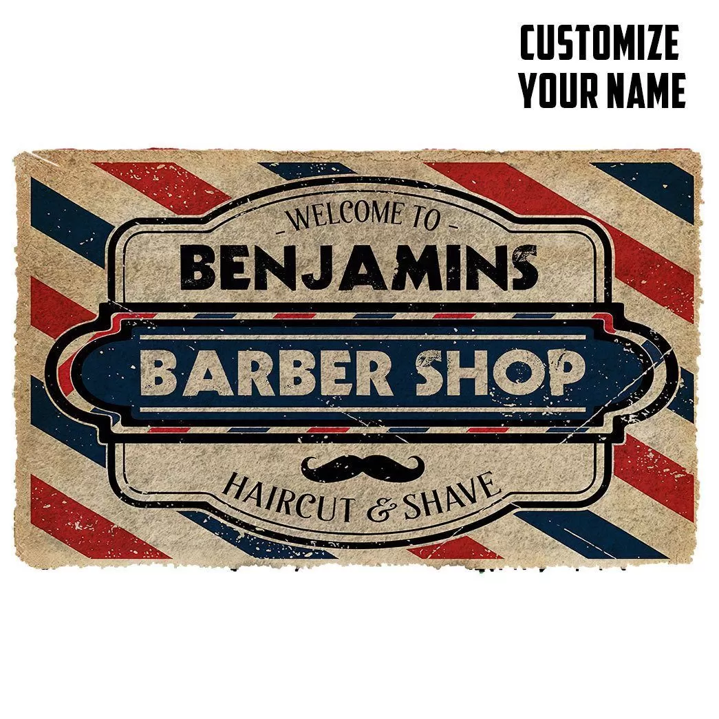 Gearhuman 3D Barber Shop Custom Name Doormat