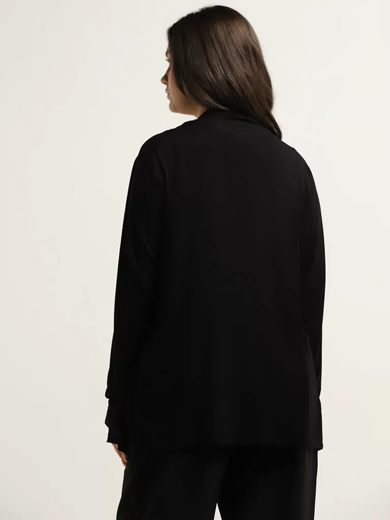 Gia Black Open-Front Shrug