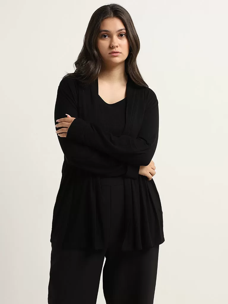 Gia Black Open-Front Shrug