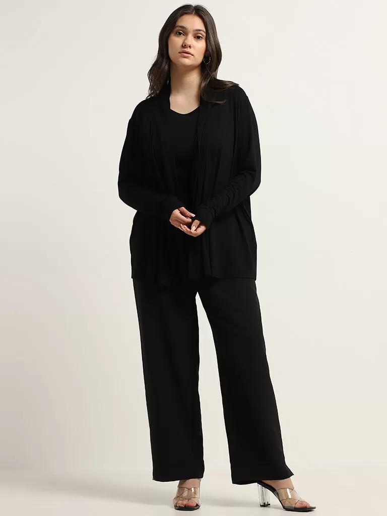 Gia Black Open-Front Shrug