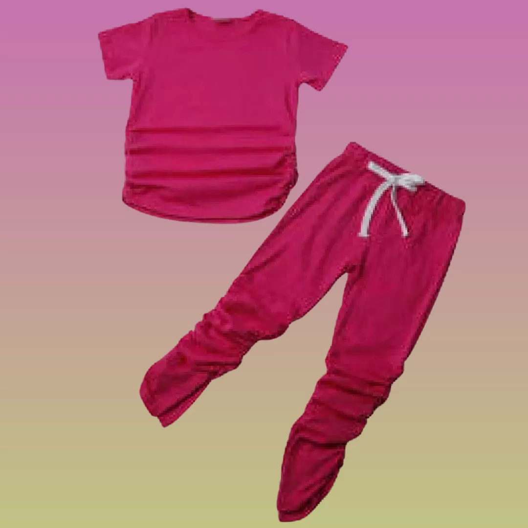 GIRLS PAINT PARTY TWO PIECE DRAWSTRING TRACK SUIT AND HAT COMBO SET