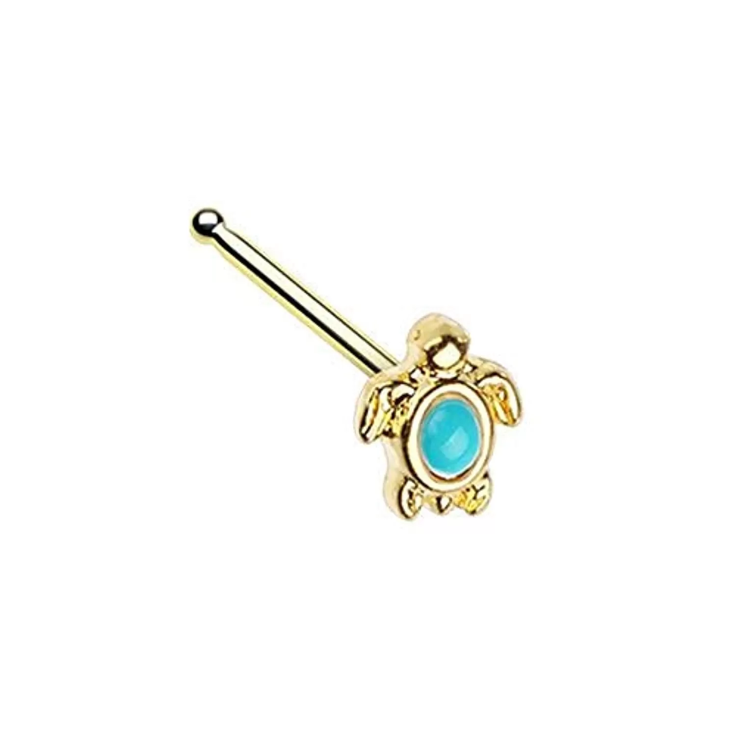 Golden Turquoise Sea Turtle WildKlass Nose Stud Ring