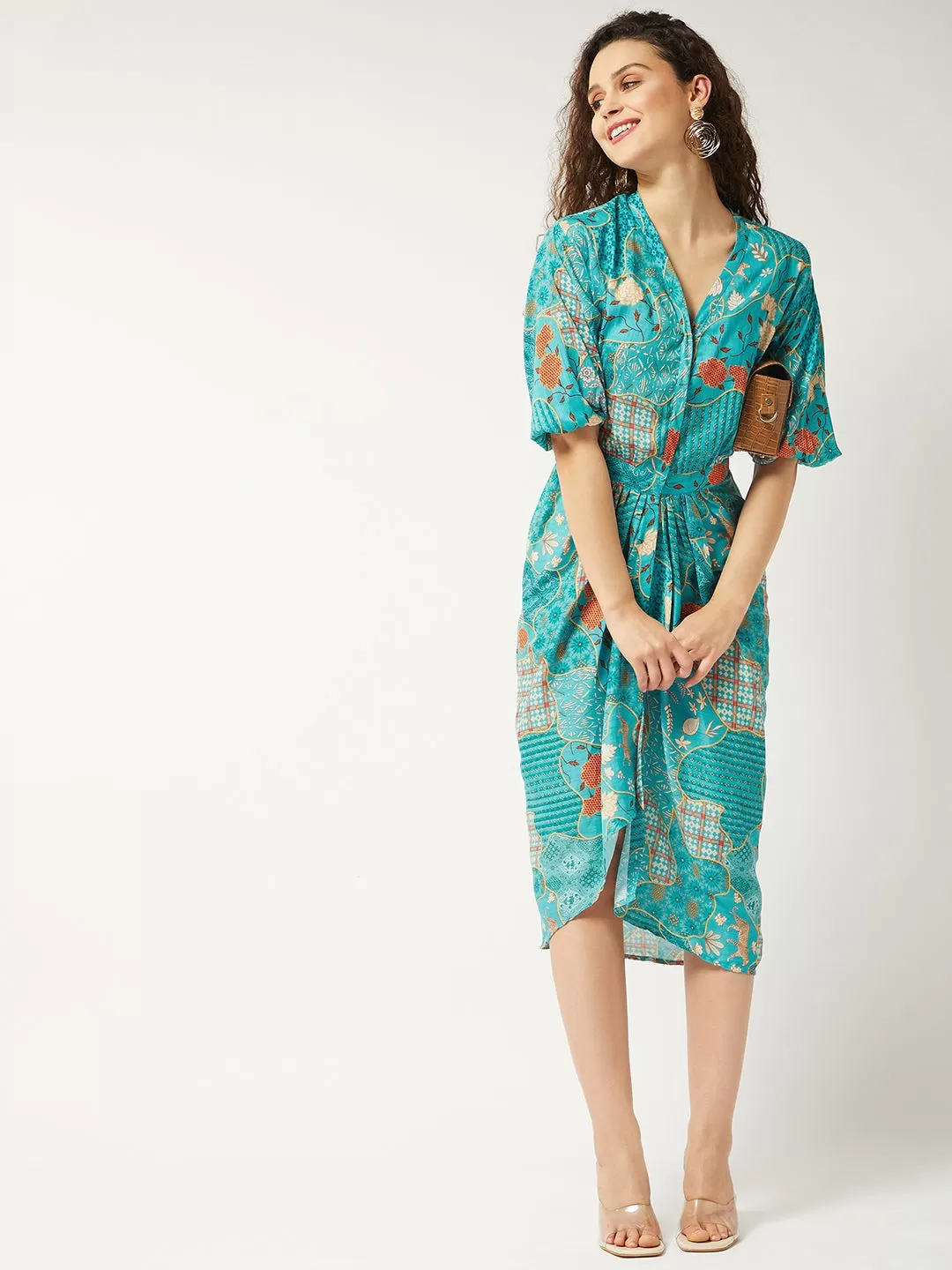 Green Printed Dhoti Dress